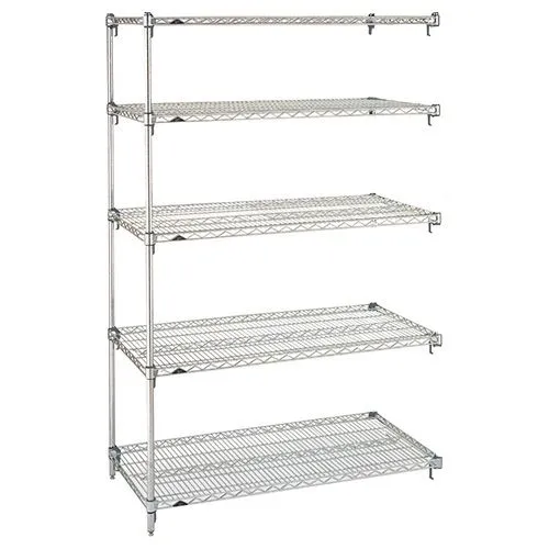 Metro 5AN347BR 18" x 42" x 74" Brite Wire Shelving Add-On with 5 Super Erecta&reg; Wire Shelves