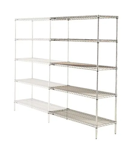 Metro 5AN347C 18" x 42" x 74" Chrome Wire Shelving Add-On with 5 Super Erecta&reg; Wire Shelves