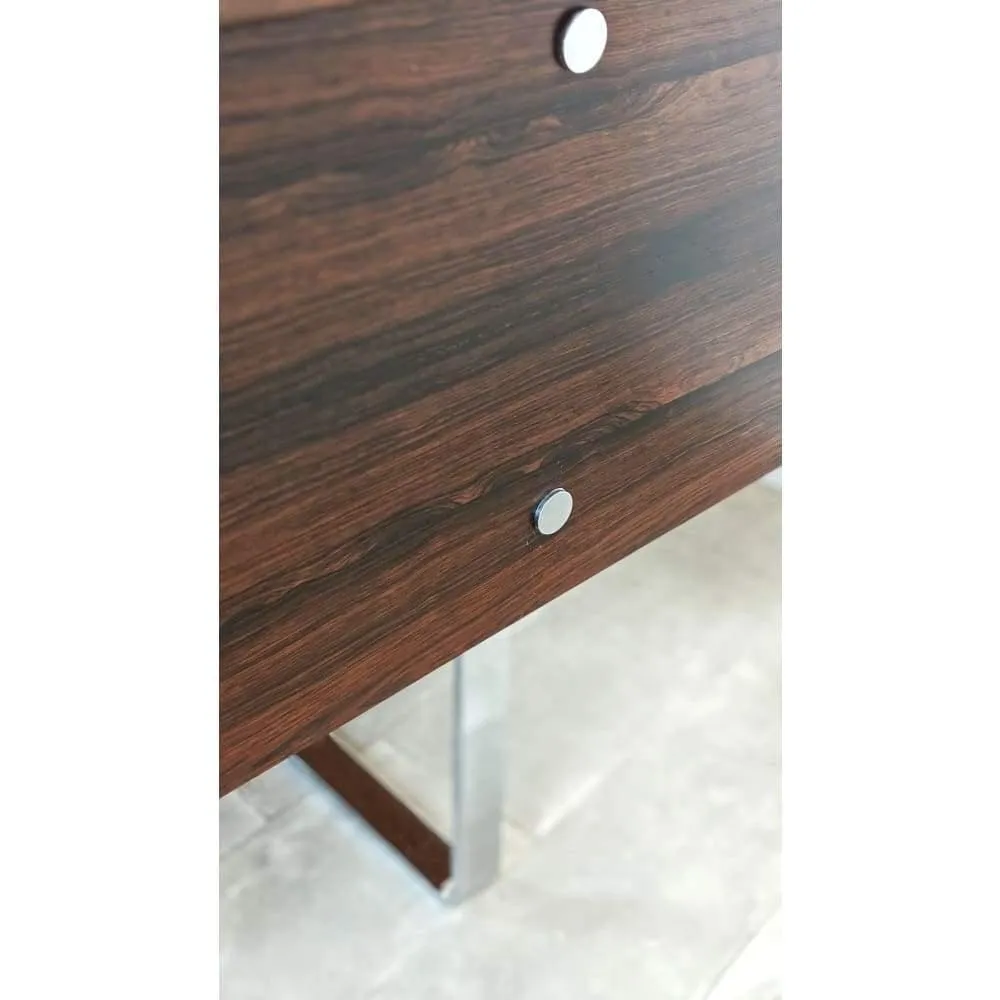 Mid Century Heal's Rosewood Desk Credenza  L Shaped Corner Executive Office Desk With Return Chrome Legs By Robert Heal 1960s
