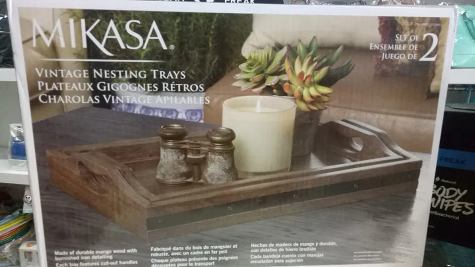 Mikasa Set of 2 Vintage Mango Wood Trays