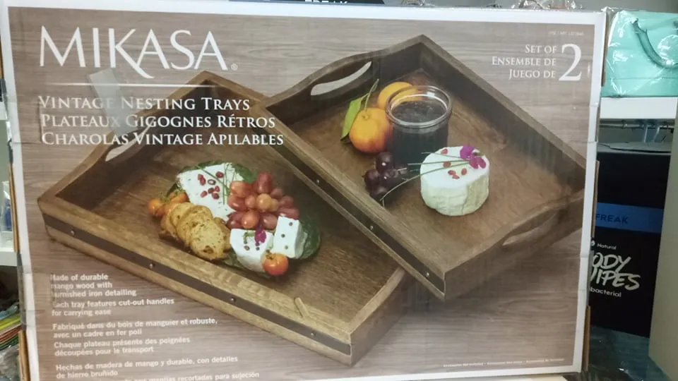 Mikasa Set of 2 Vintage Mango Wood Trays