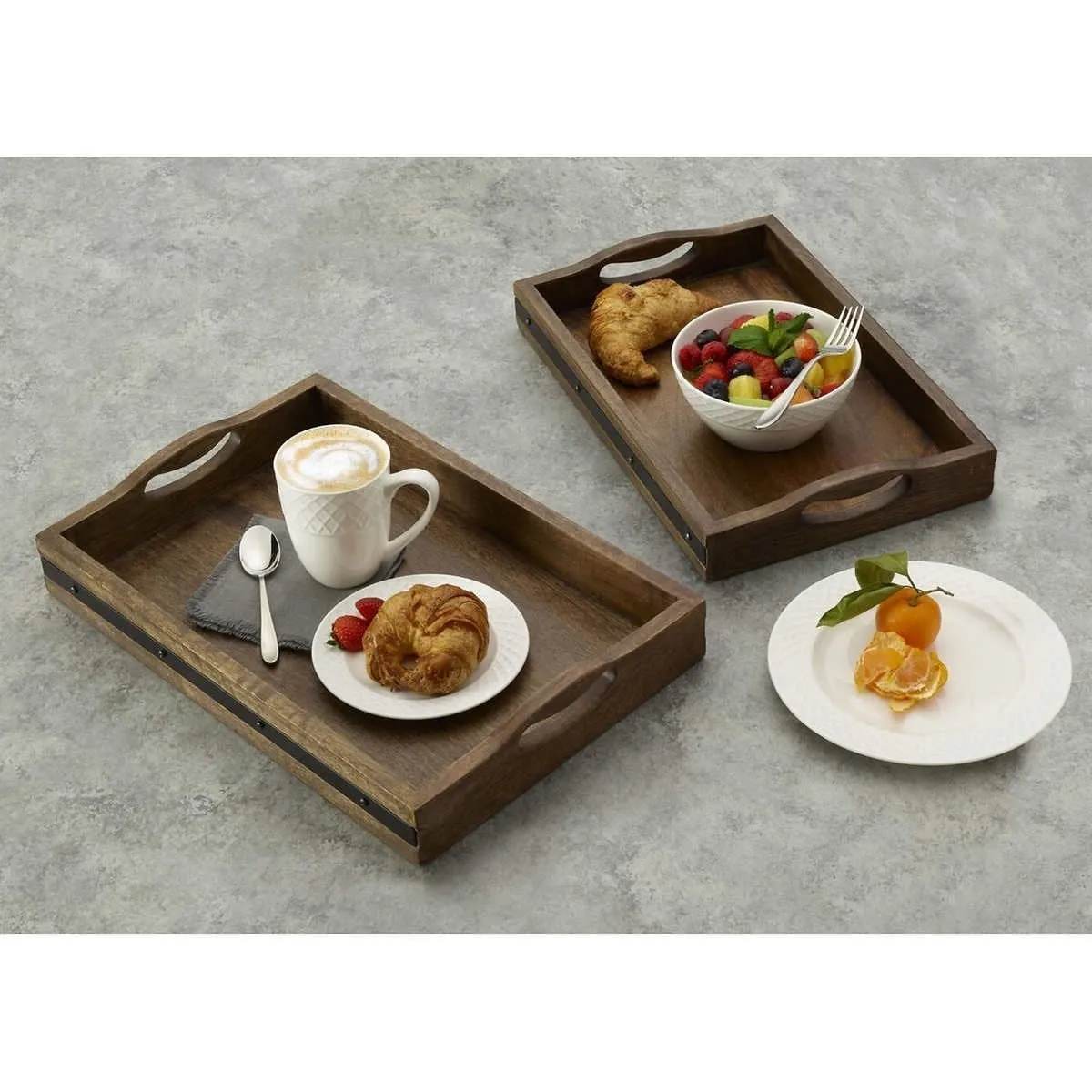Mikasa Set of 2 Vintage Mango Wood Trays