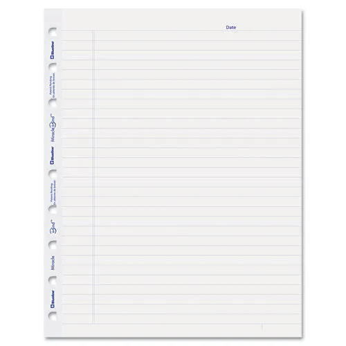 Miraclebind Ruled Paper Refill Sheets For All Miraclebind Notebooks And Planners, 9.25 X 7.25, White/blue Sheets, Undated