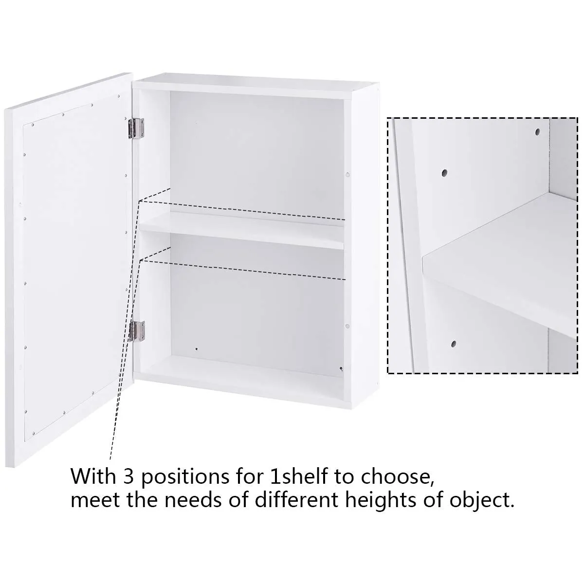 Mirrored Bathroom Cabinet, Wall Mount Storage Organizer, Medicine Cabinet with Single Doors