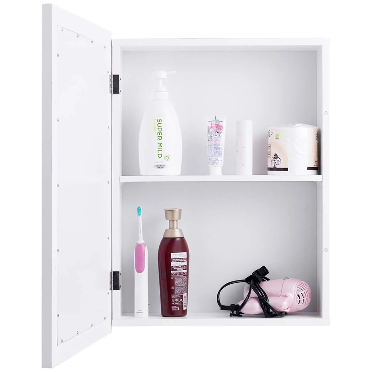 Mirrored Bathroom Cabinet, Wall Mount Storage Organizer, Medicine Cabinet with Single Doors
