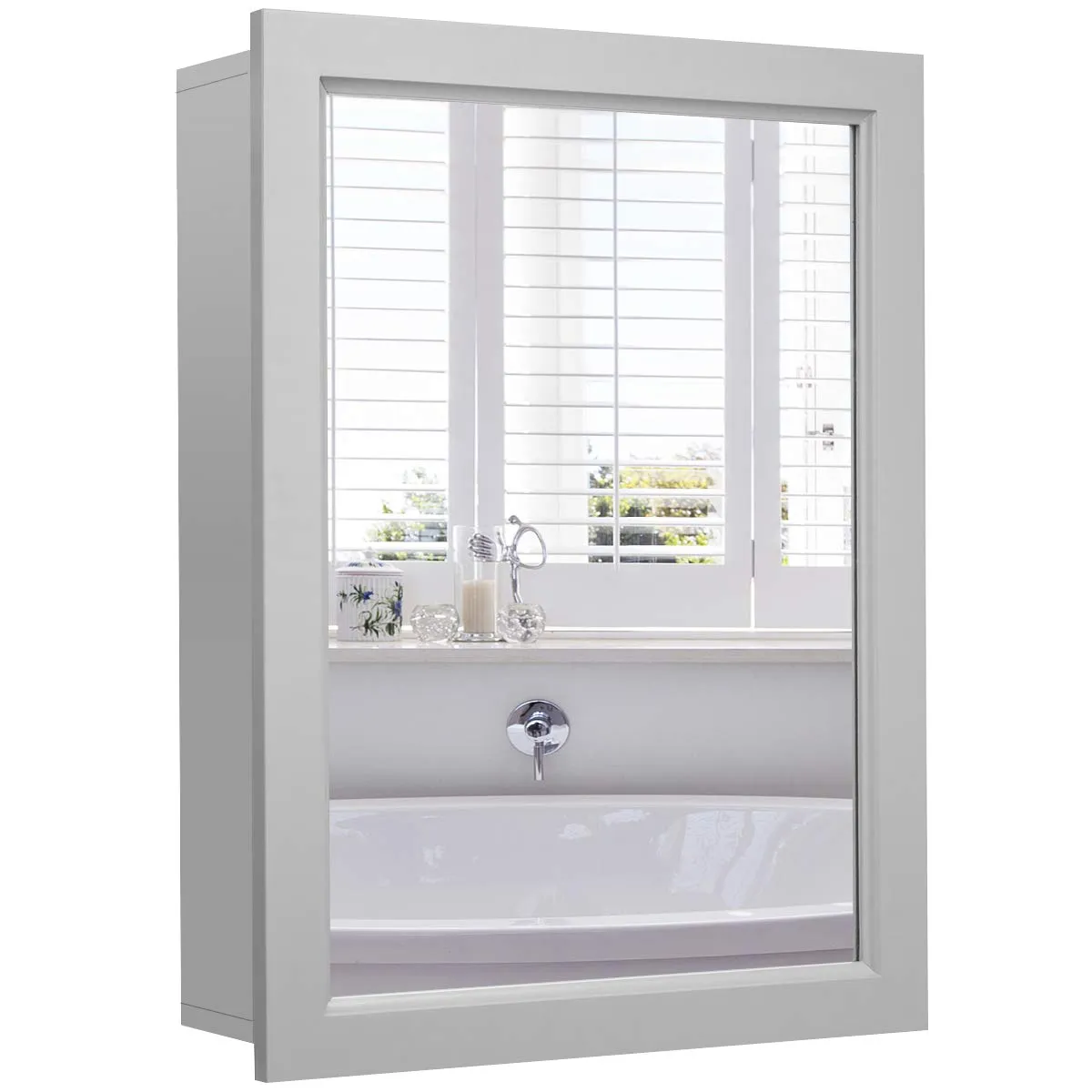 Mirrored Bathroom Cabinet, Wall Mount Storage Organizer, Medicine Cabinet with Single Doors