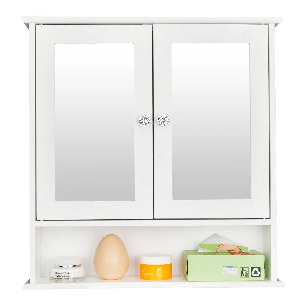 Modern Bathroom Wall Cabinet with Mirror Door Organizer Storage Bath