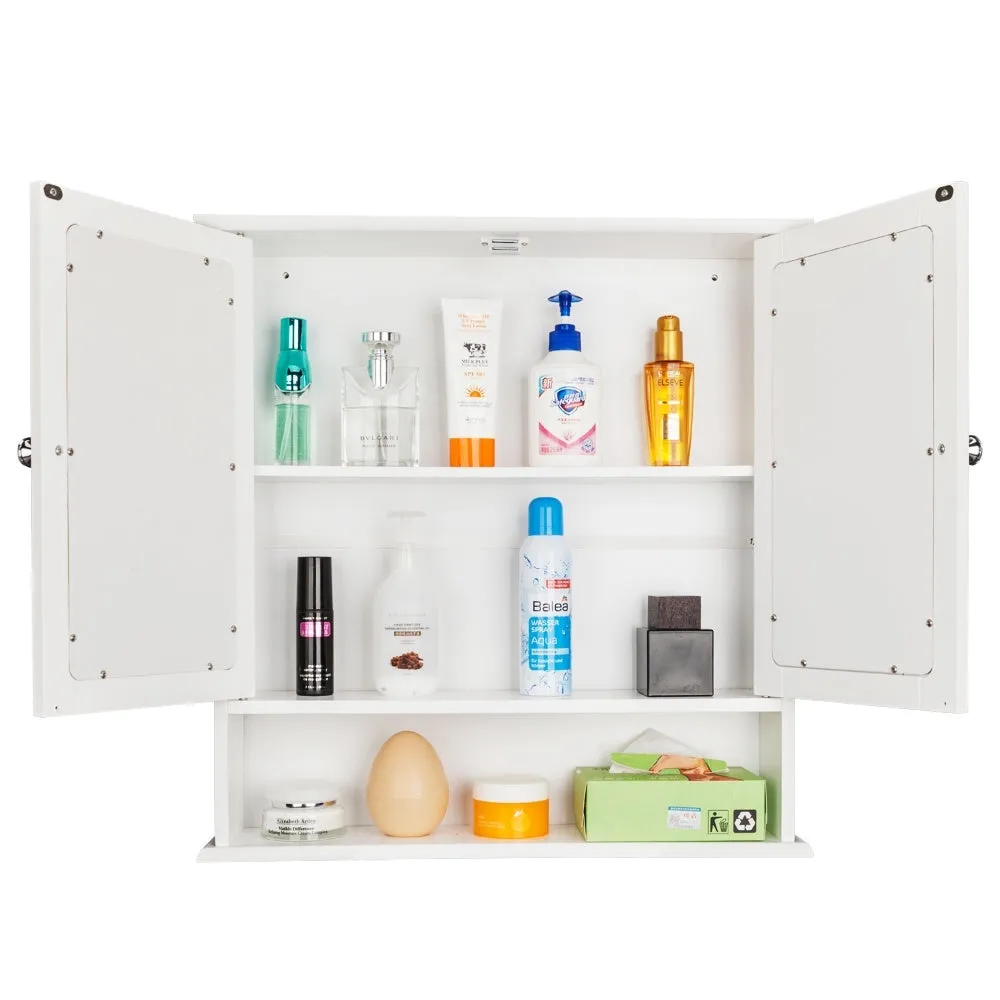 Modern Bathroom Wall Cabinet with Mirror Door Organizer Storage Bath