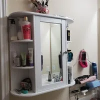 Modern Bathroom Wall Cabinet with Mirror Door Organizer Storage Bath