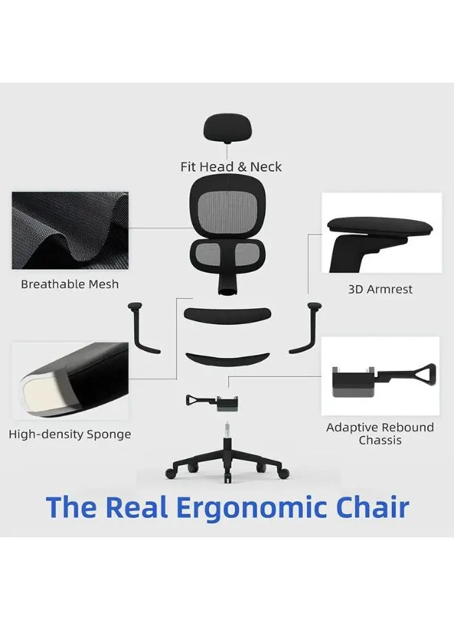 Modern Executive Ergonomic Office Chair With Headrest, Black Base for Office, Home and Shops