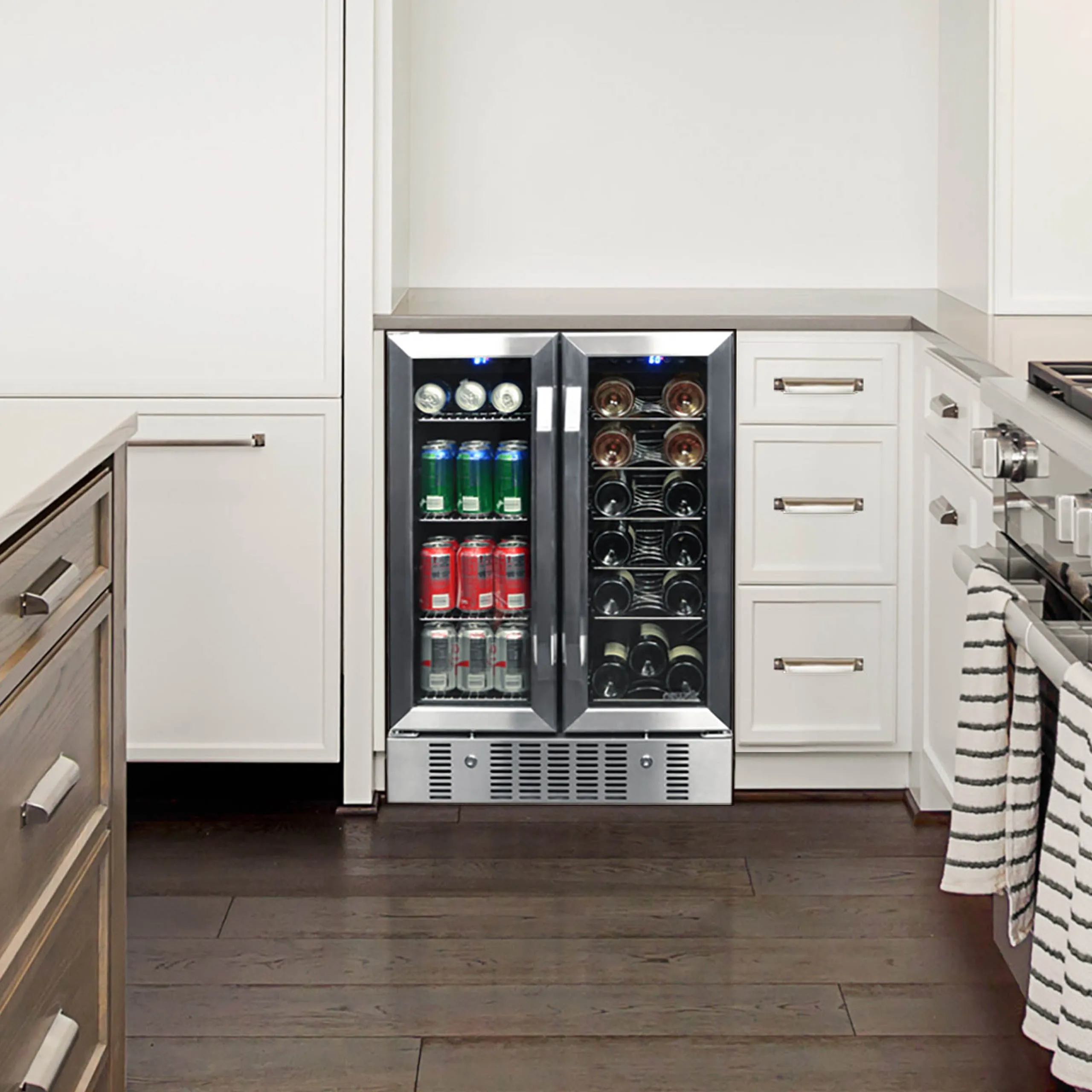 NewAir 24" Built-In Dual Zone 18 Bottle & 58 Can Wine Cooler