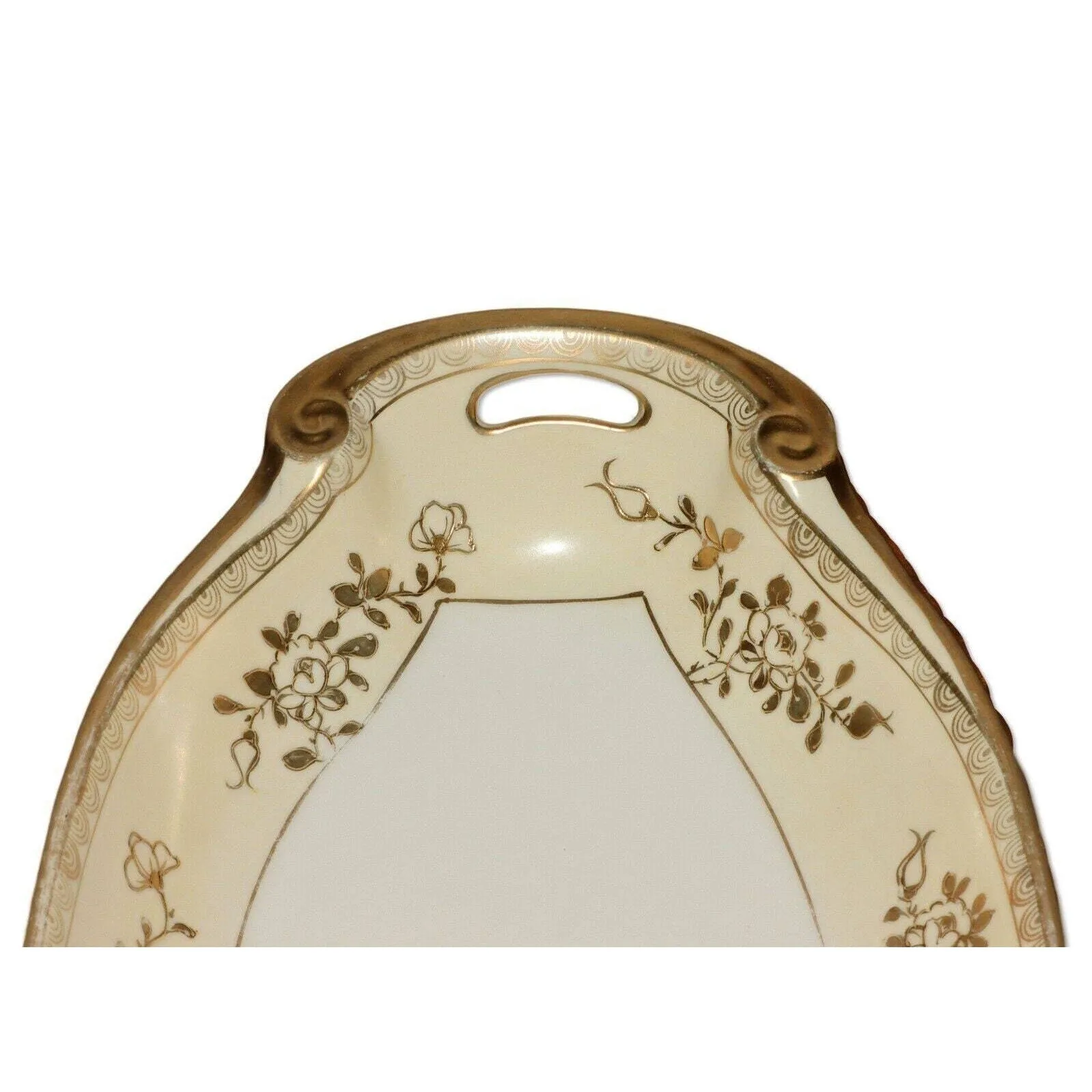 Noritake Maruki Mark Nippon Oval Asparagus Bowl Gold Moriage Porcelain 1910
