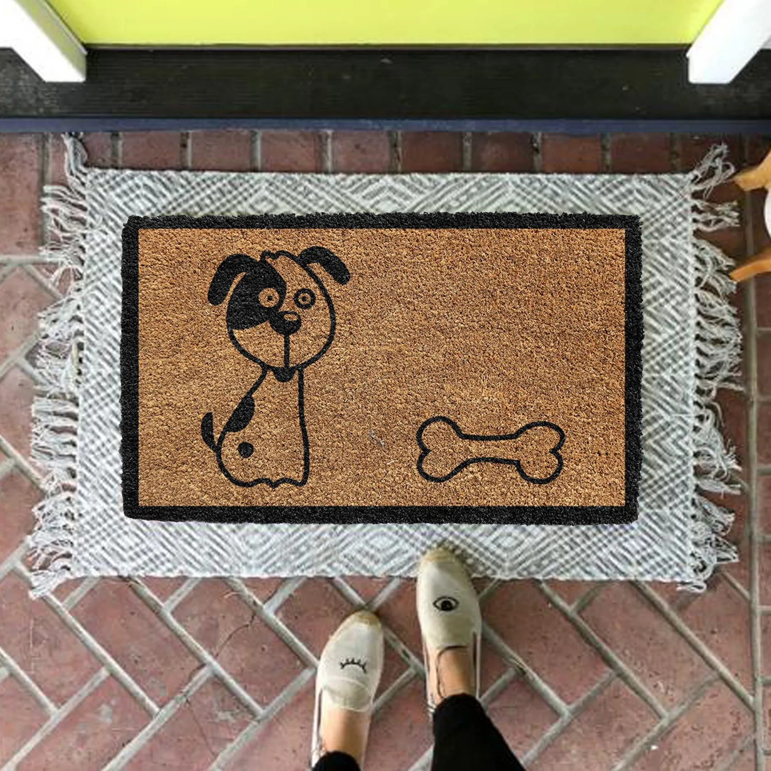 OnlyMat Dog and Bone Printed Natural Coir Doormat
