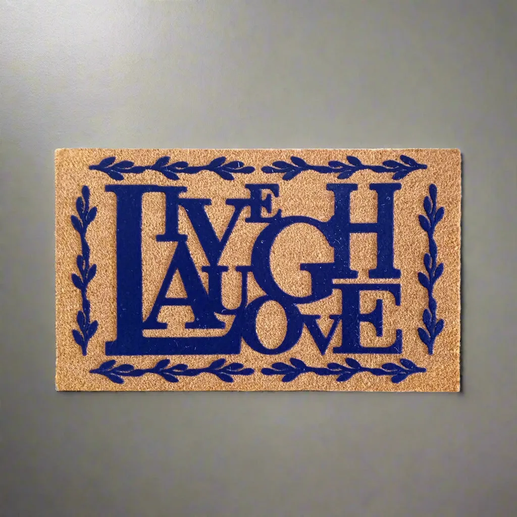OnlyMat Live Laugh Love Flocked Natural Coir Entrance Doormat