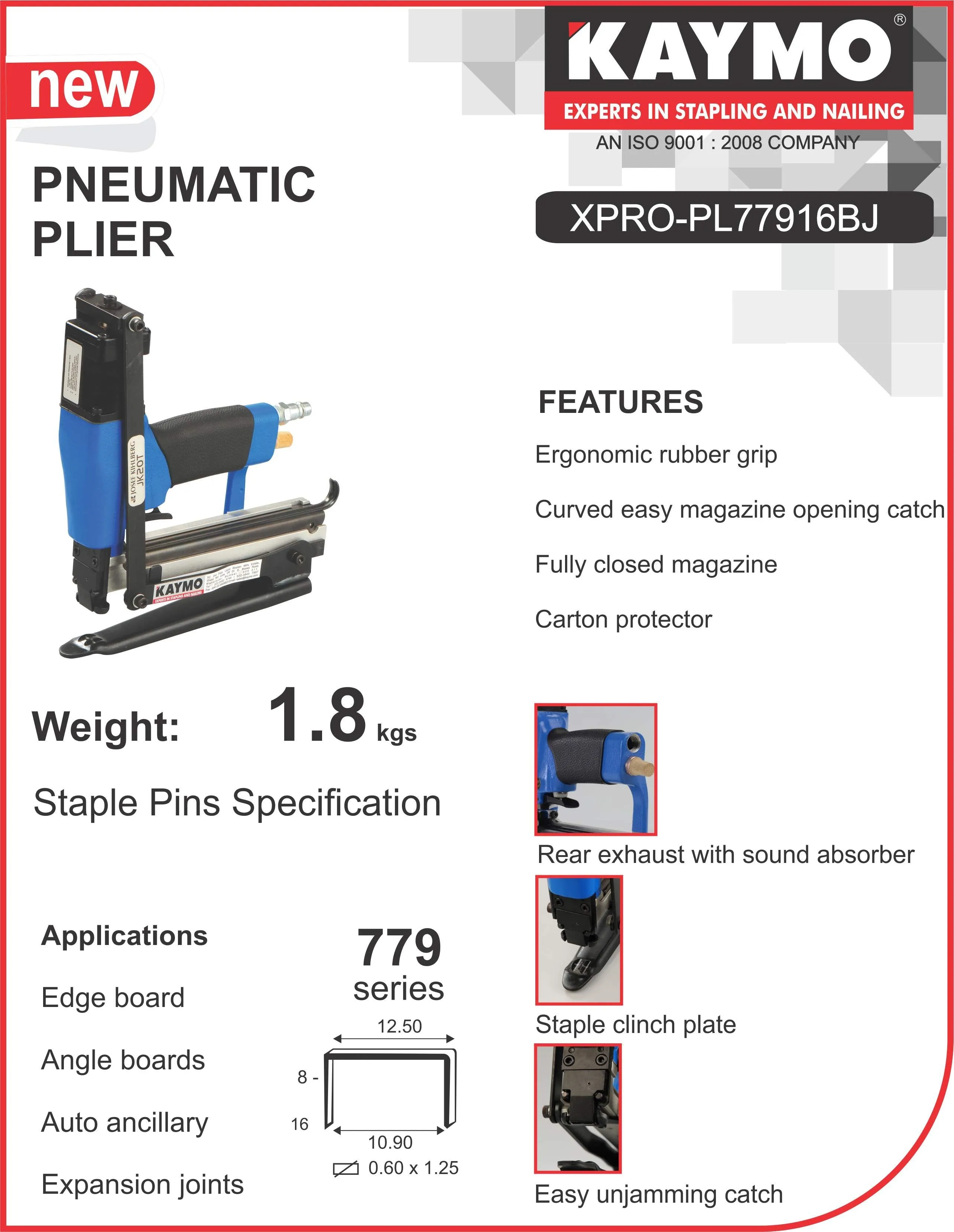 PNEUMATIC PLIER JK XPRO-20T 77916 BROAD JAW