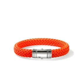 Pusher Clasp Bracelet, Rubber, Silver, 10MM