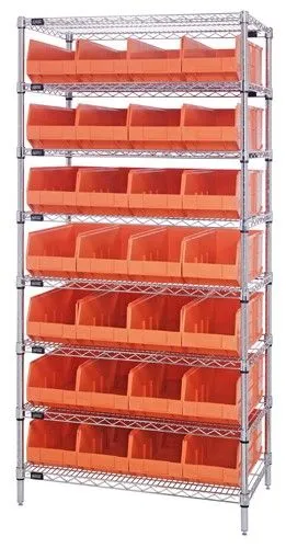 Quantum WR8-423 Wire Shelving System with 8 Shelves, 12" x 36" x 74"