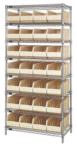 Quantum WR8-423 Wire Shelving System with 8 Shelves, 12" x 36" x 74"