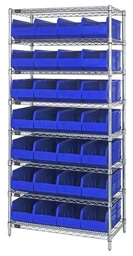 Quantum WR8-423 Wire Shelving System with 8 Shelves, 12" x 36" x 74"