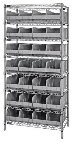 Quantum WR8-423 Wire Shelving System with 8 Shelves, 12" x 36" x 74"