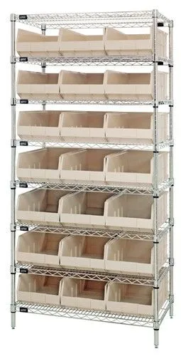 Quantum WR8-465 Wire Shelving System with 8 Shelves, 18" x 36" x 74"
