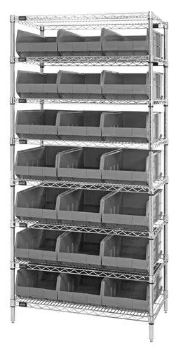 Quantum WR8-465 Wire Shelving System with 8 Shelves, 18" x 36" x 74"