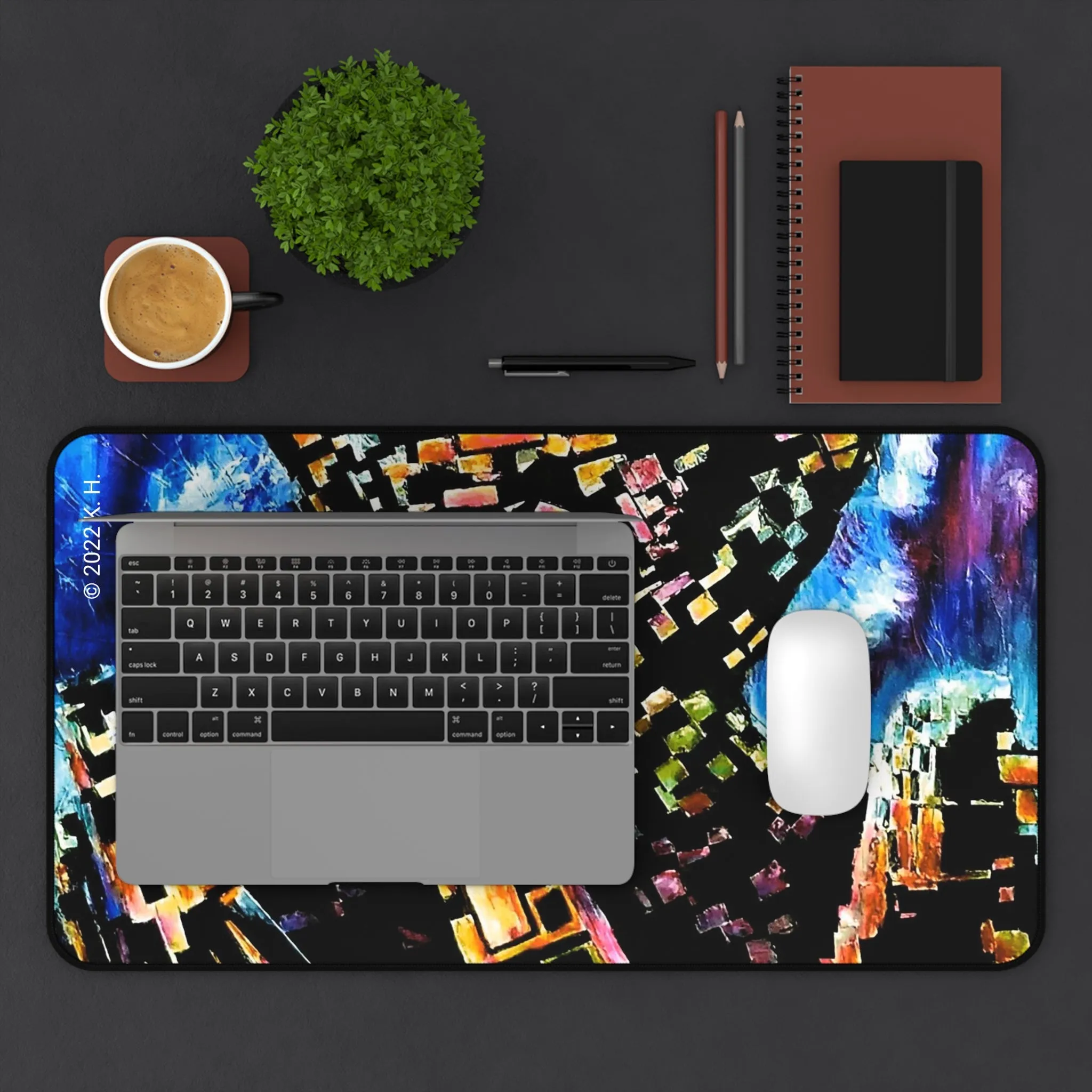 "Digital Drift" (Sapphire): Gaming Mouse Pad/Desk Mat