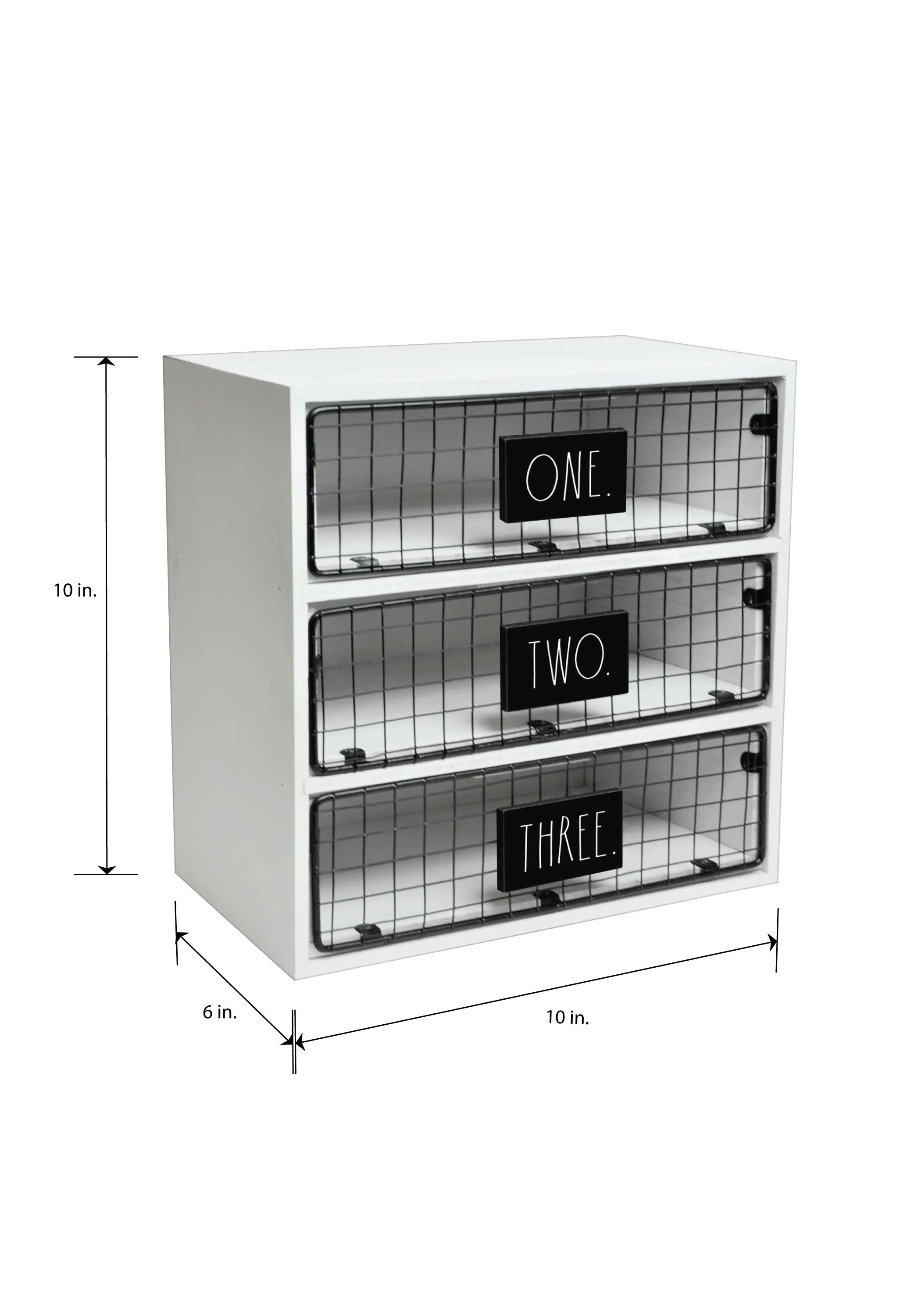 Rae Dunn “One, Two, Three” White Farmhouse Desk Organizer