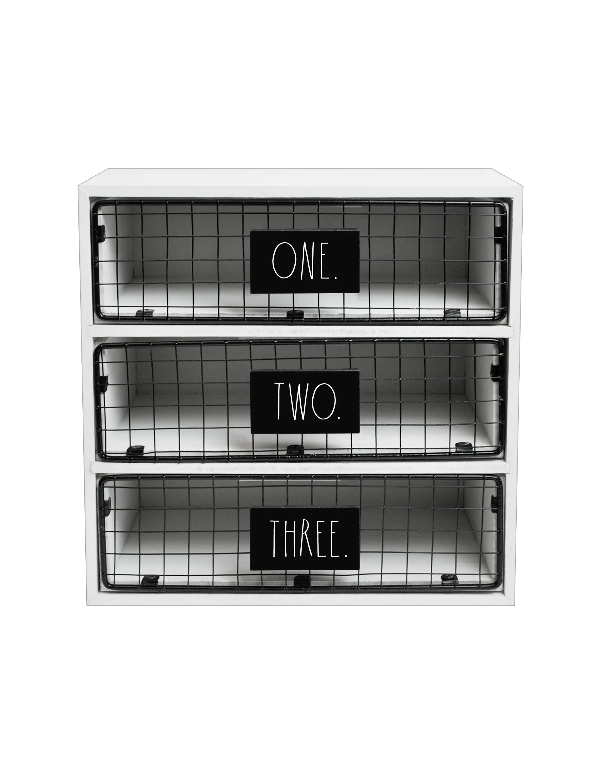 Rae Dunn “One, Two, Three” White Farmhouse Desk Organizer