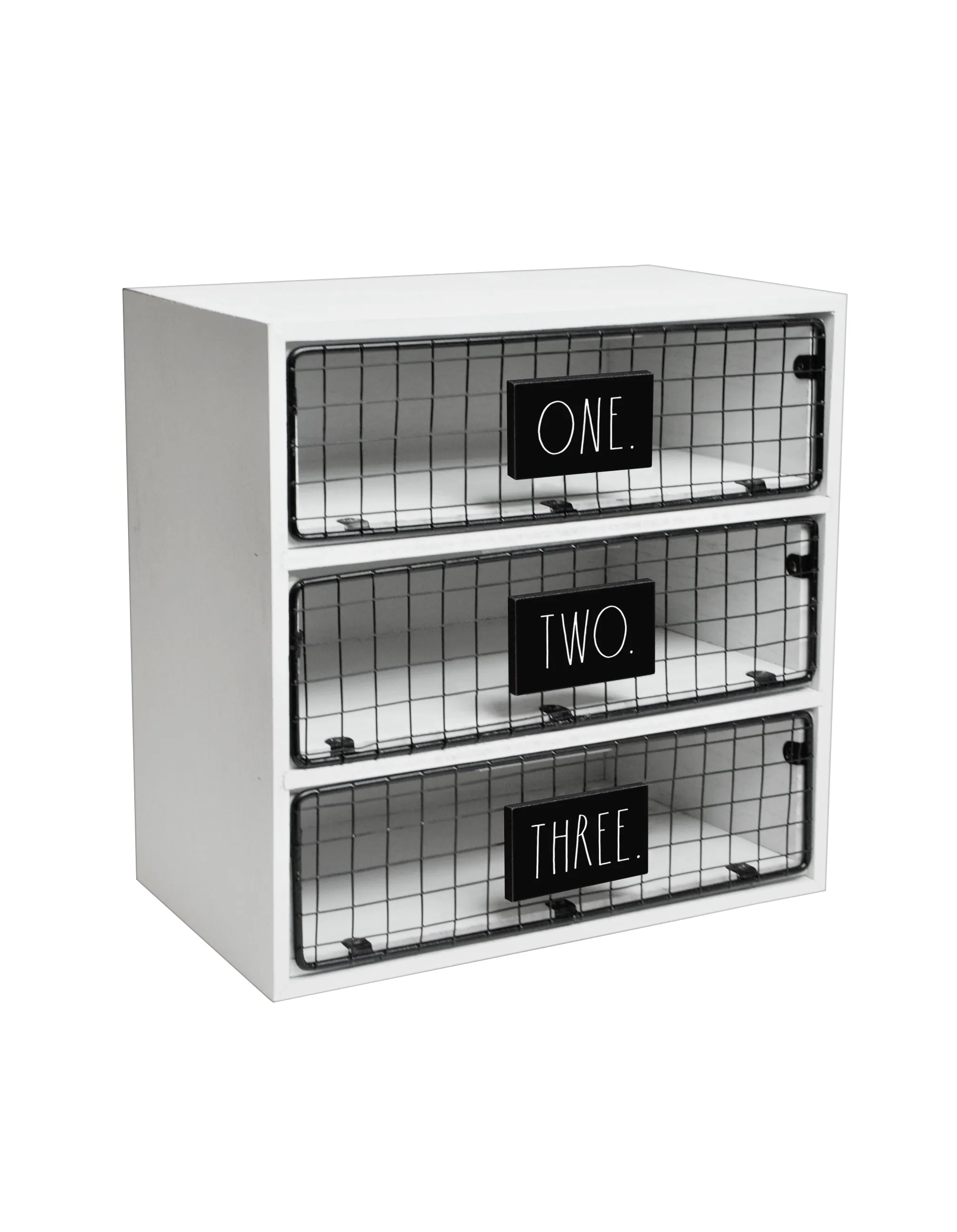 Rae Dunn “One, Two, Three” White Farmhouse Desk Organizer
