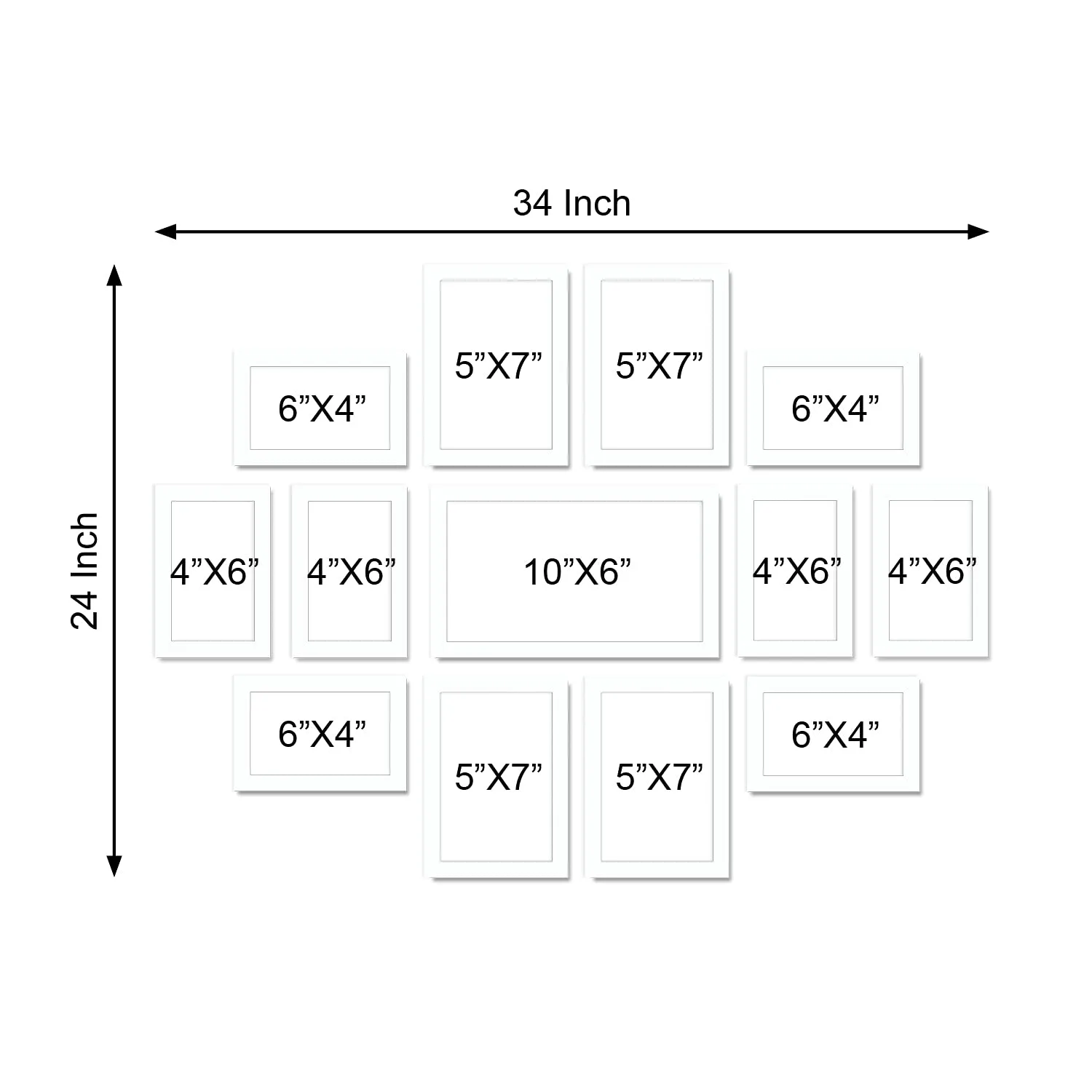 RANDOM Photo Frame For Wall Decoration| Home and Wall Decor Framing of Photos and Picture For Living Room, Bedroom, Home, Set of 13|Photo Collage White (4"x6"=8pcs, 5"x7"=4pcs 6"x10"=1pcs)