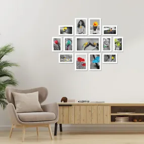 RANDOM Photo Frame For Wall Decoration| Home and Wall Decor Framing of Photos and Picture For Living Room, Bedroom, Home, Set of 13|Photo Collage White (4"x6"=8pcs, 5"x7"=4pcs 6"x10"=1pcs)