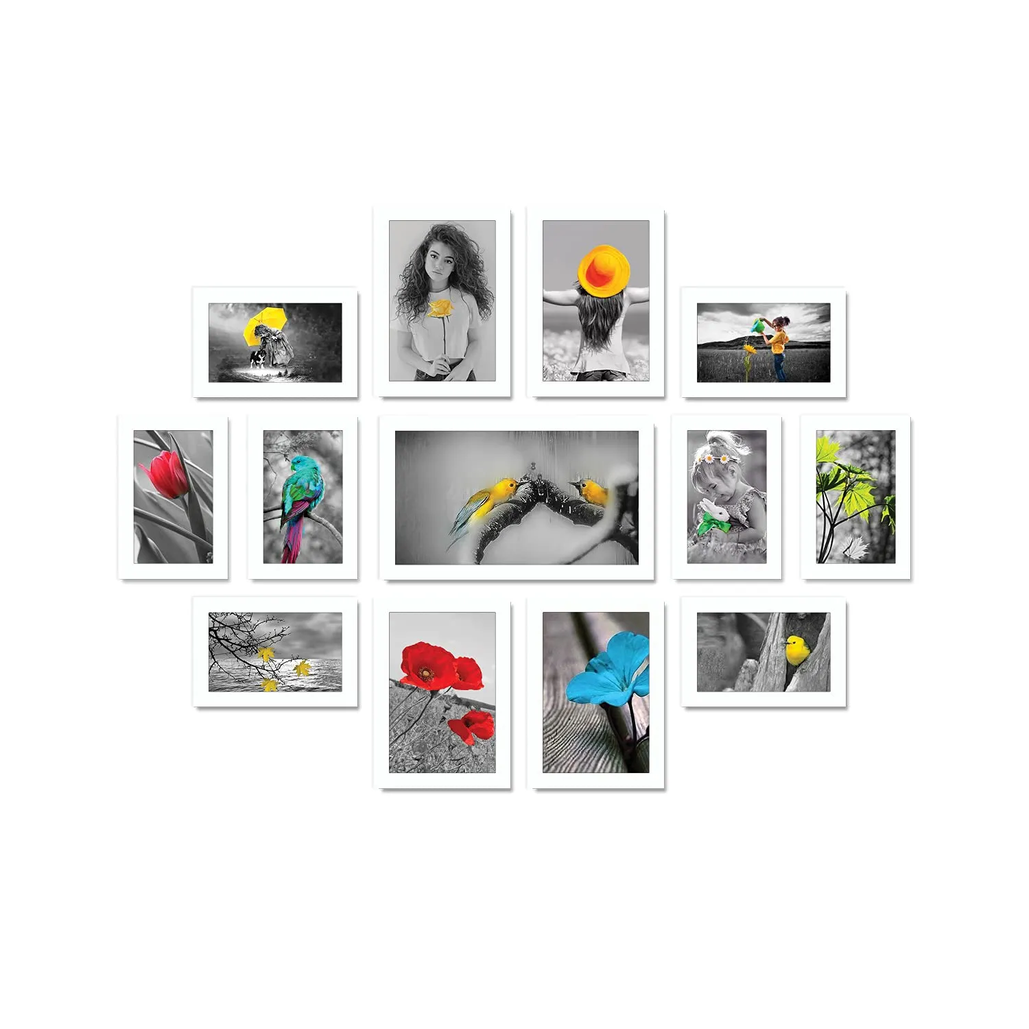 RANDOM Photo Frame For Wall Decoration| Home and Wall Decor Framing of Photos and Picture For Living Room, Bedroom, Home, Set of 13|Photo Collage White (4"x6"=8pcs, 5"x7"=4pcs 6"x10"=1pcs)