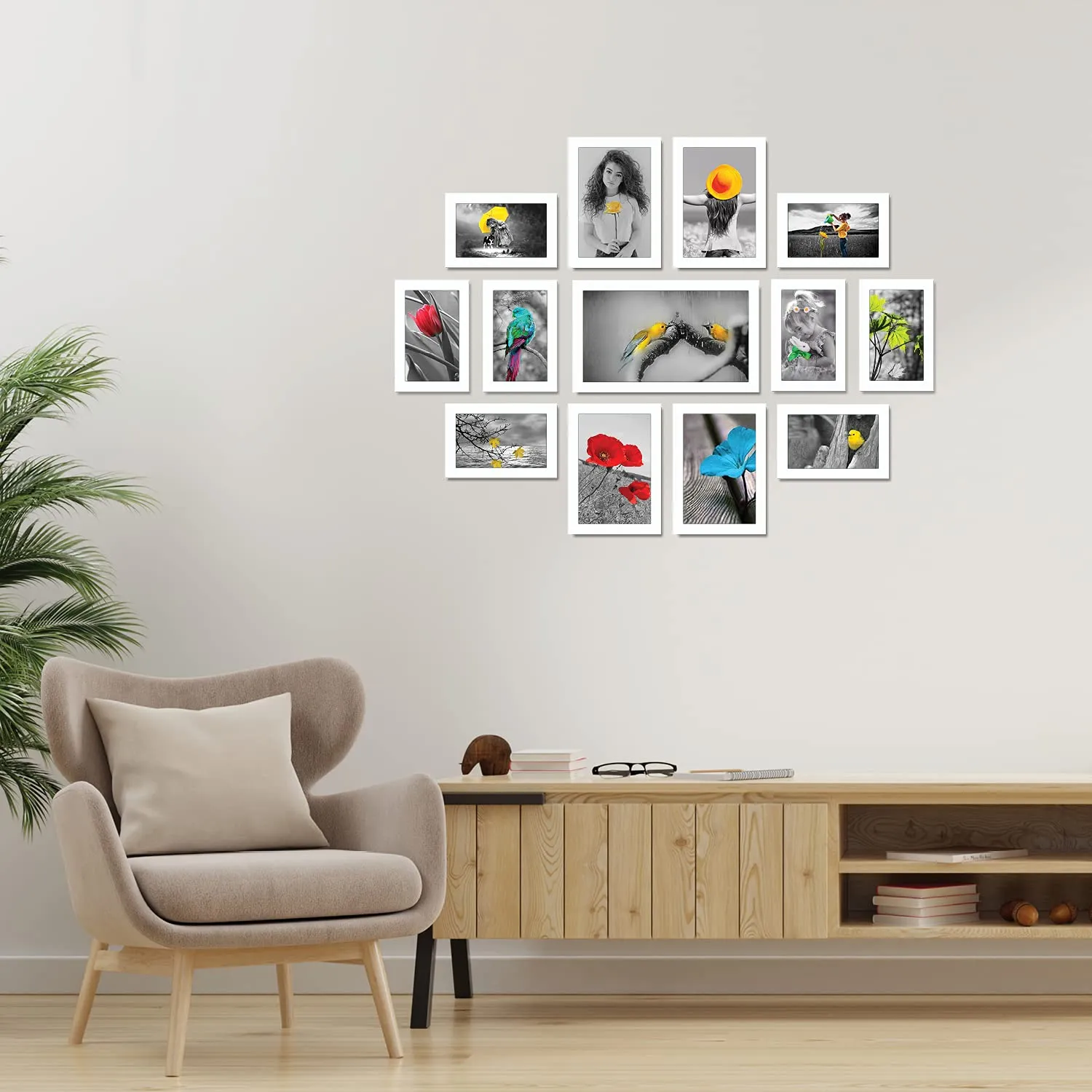 RANDOM Photo Frame For Wall Decoration| Home and Wall Decor Framing of Photos and Picture For Living Room, Bedroom, Home, Set of 13|Photo Collage White (4"x6"=8pcs, 5"x7"=4pcs 6"x10"=1pcs)