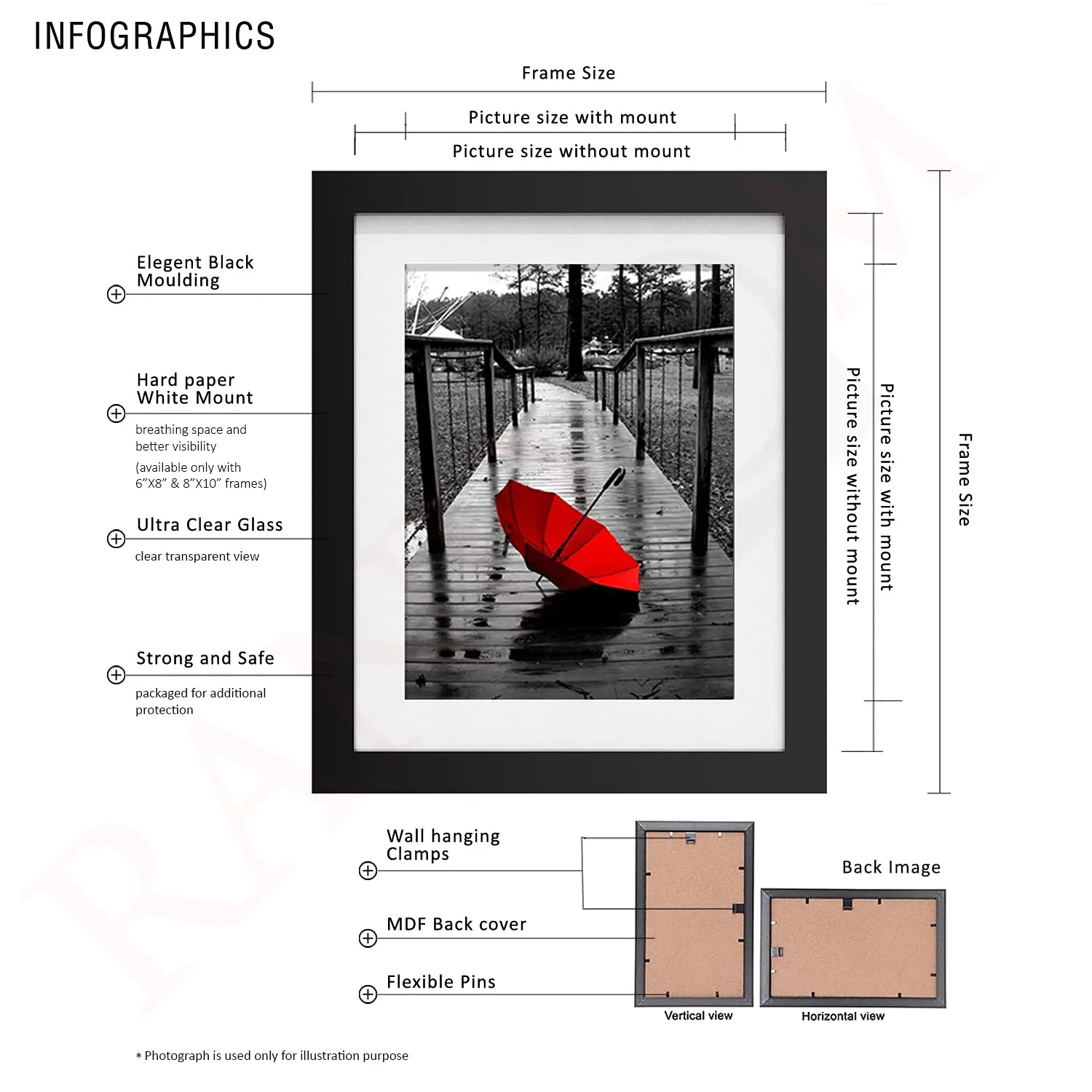 RANDOM Photo Frame For Wall Set of 10 CHANGCE 3D Collage photo frames For Home Decoration, Wall Decor (8"X10"=5pcs,6"x8"=5pcs)