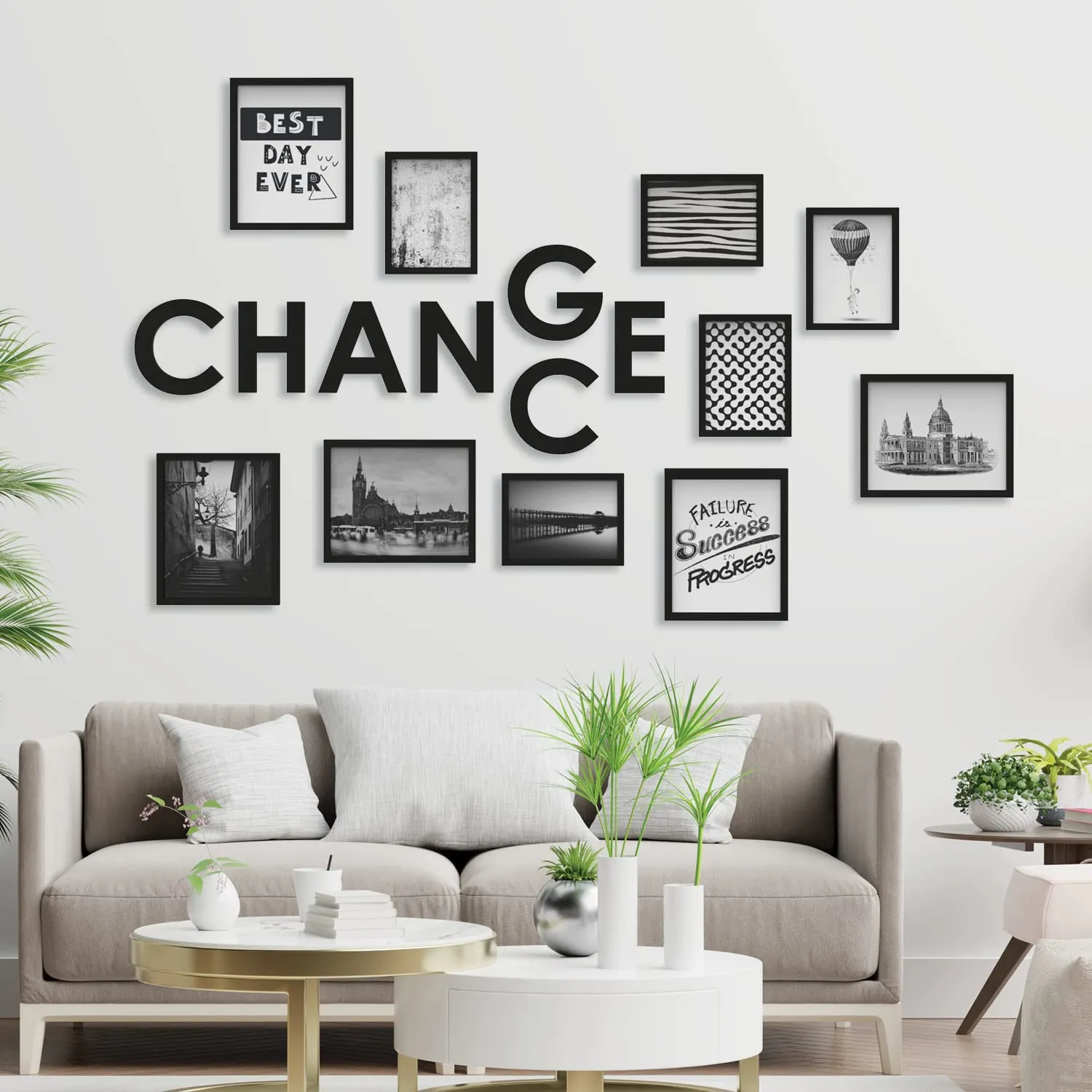 RANDOM Photo Frame For Wall Set of 10 CHANGCE 3D Collage photo frames For Home Decoration, Wall Decor (8"X10"=5pcs,6"x8"=5pcs)