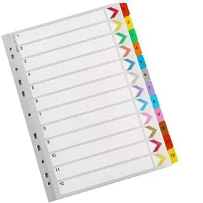 Rexel Mylar Reinforced Index 1-12 - Color