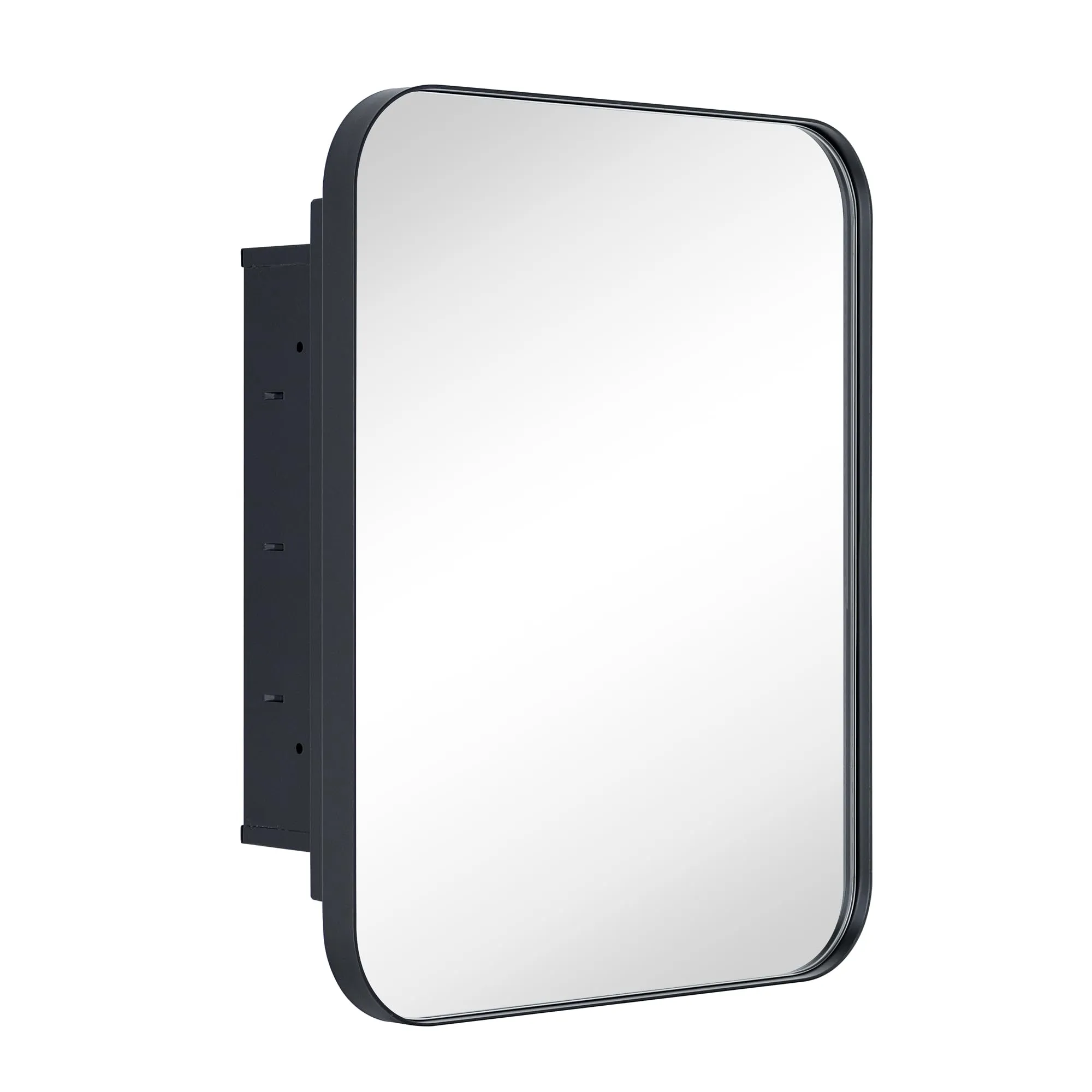 Rounded Rectangular Stainless Steel Recessed Framed Medicine Cabinet with Mirror