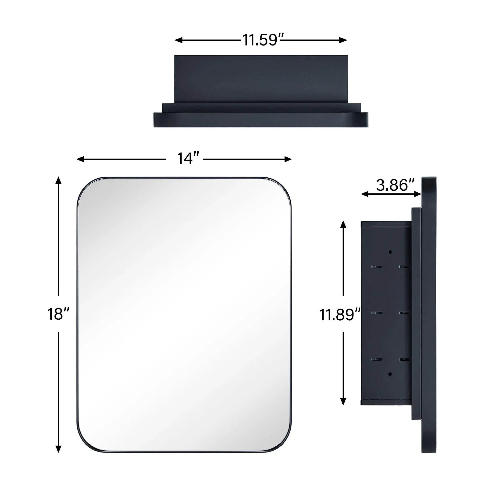 Rounded Rectangular Stainless Steel Recessed Framed Medicine Cabinet with Mirror