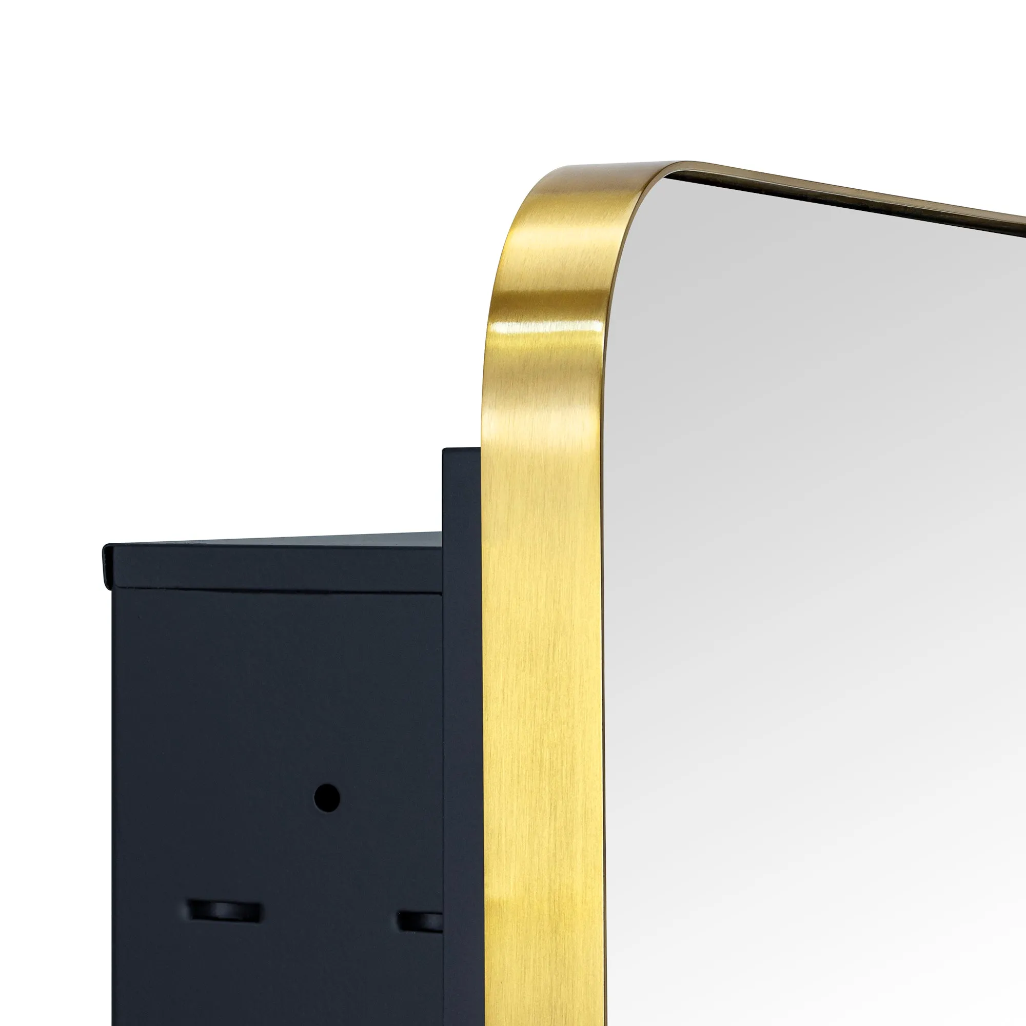 Rounded Rectangular Stainless Steel Recessed Framed Medicine Cabinet with Mirror