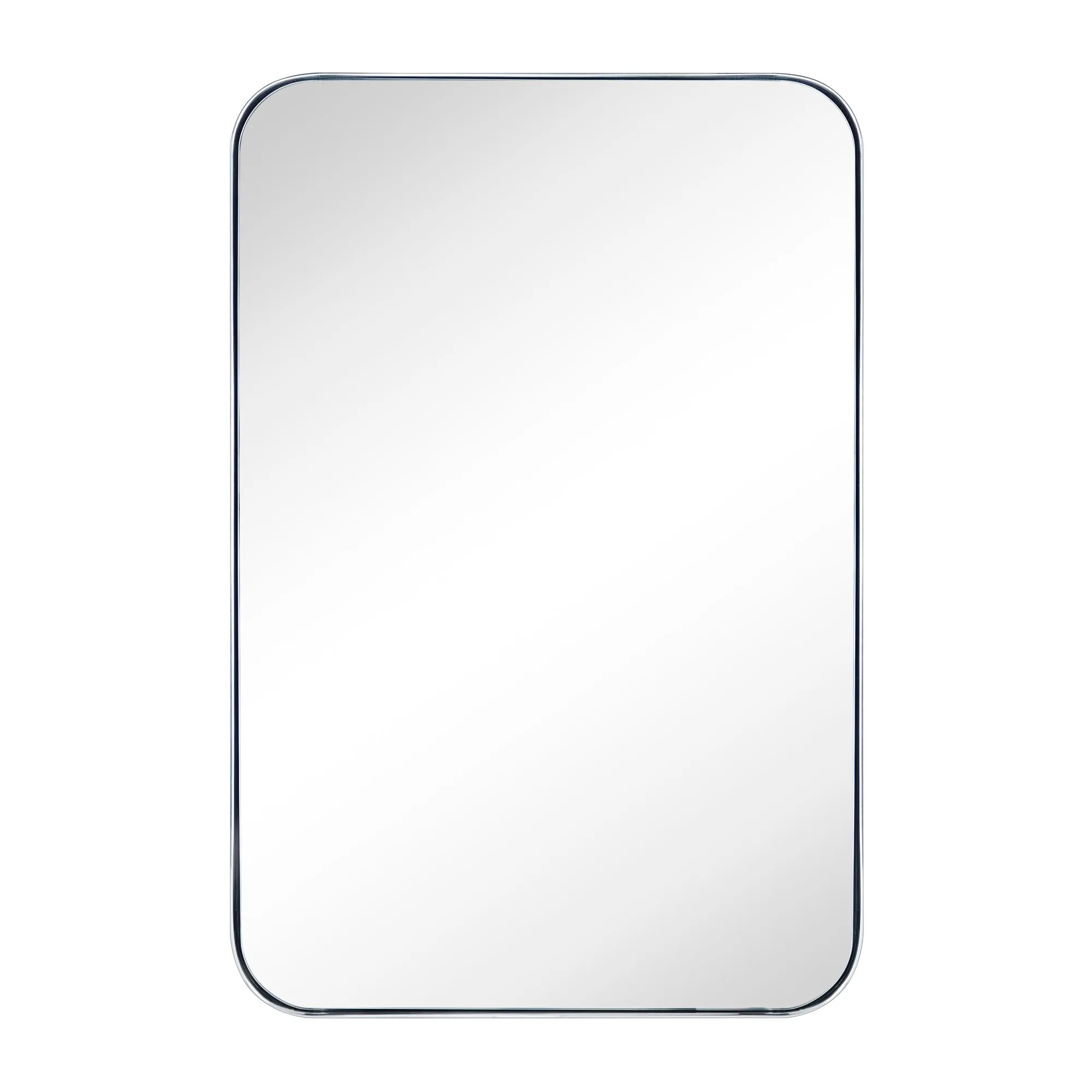 Rounded Rectangular Stainless Steel Recessed Framed Medicine Cabinet with Mirror