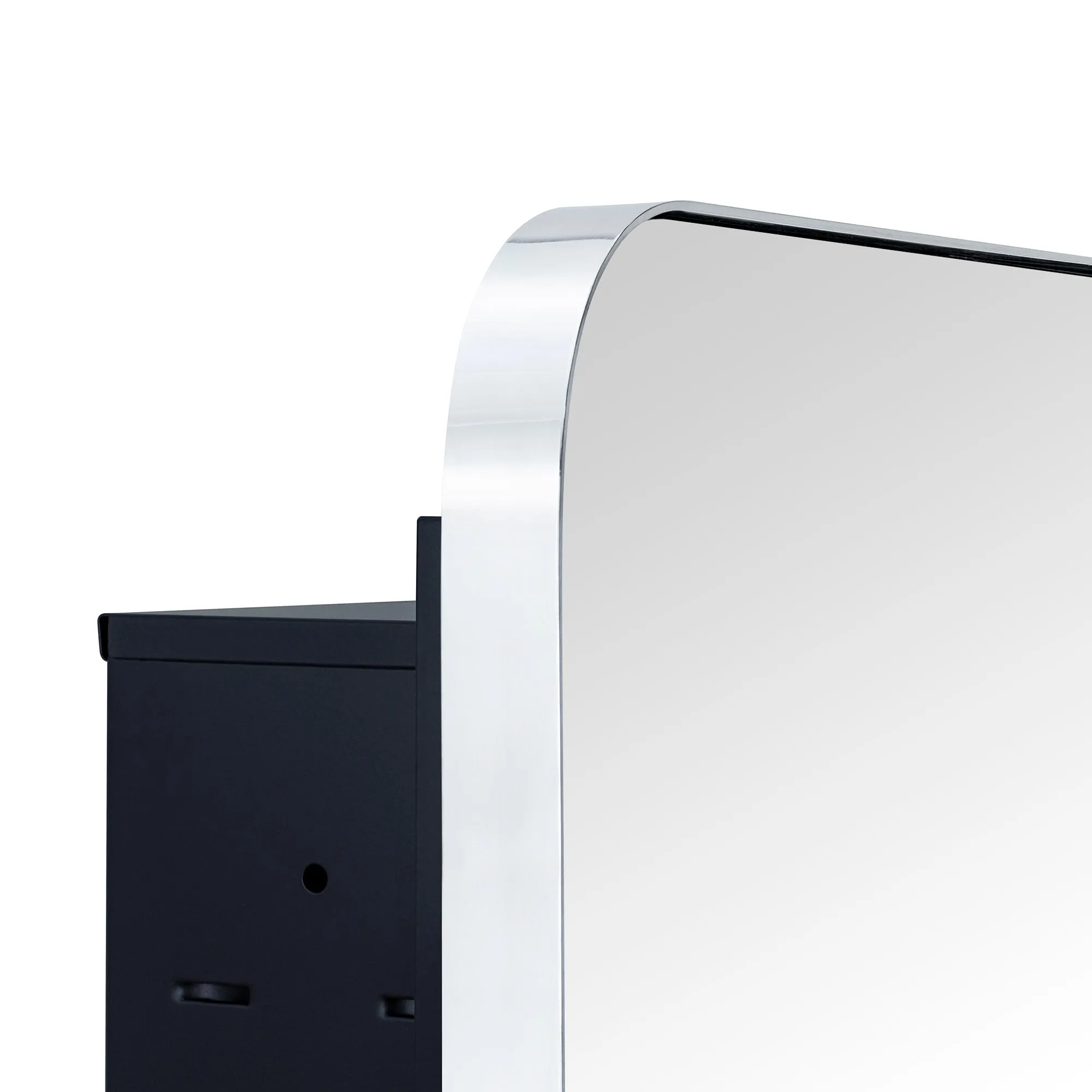 Rounded Rectangular Stainless Steel Recessed Framed Medicine Cabinet with Mirror