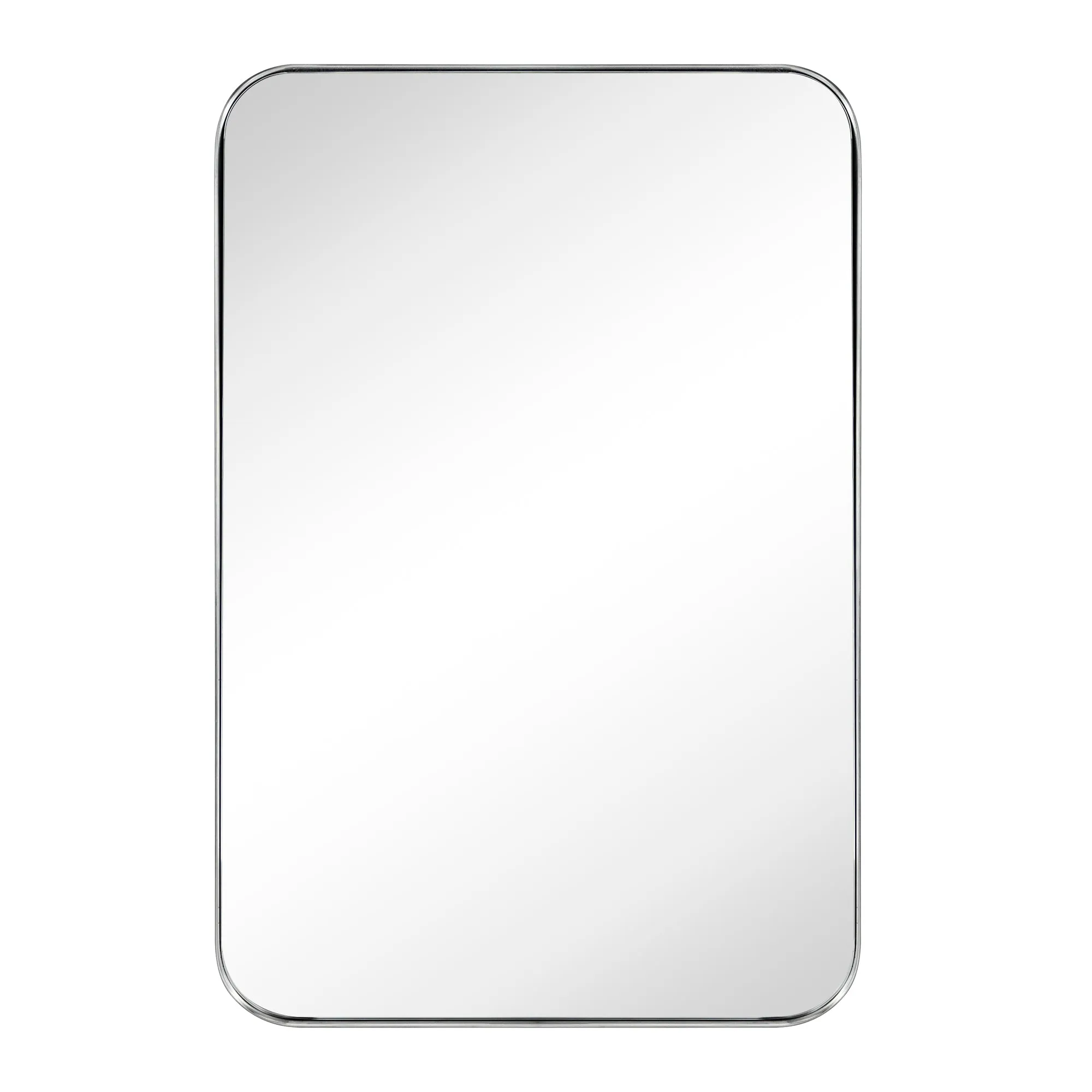 Rounded Rectangular Stainless Steel Recessed Framed Medicine Cabinet with Mirror