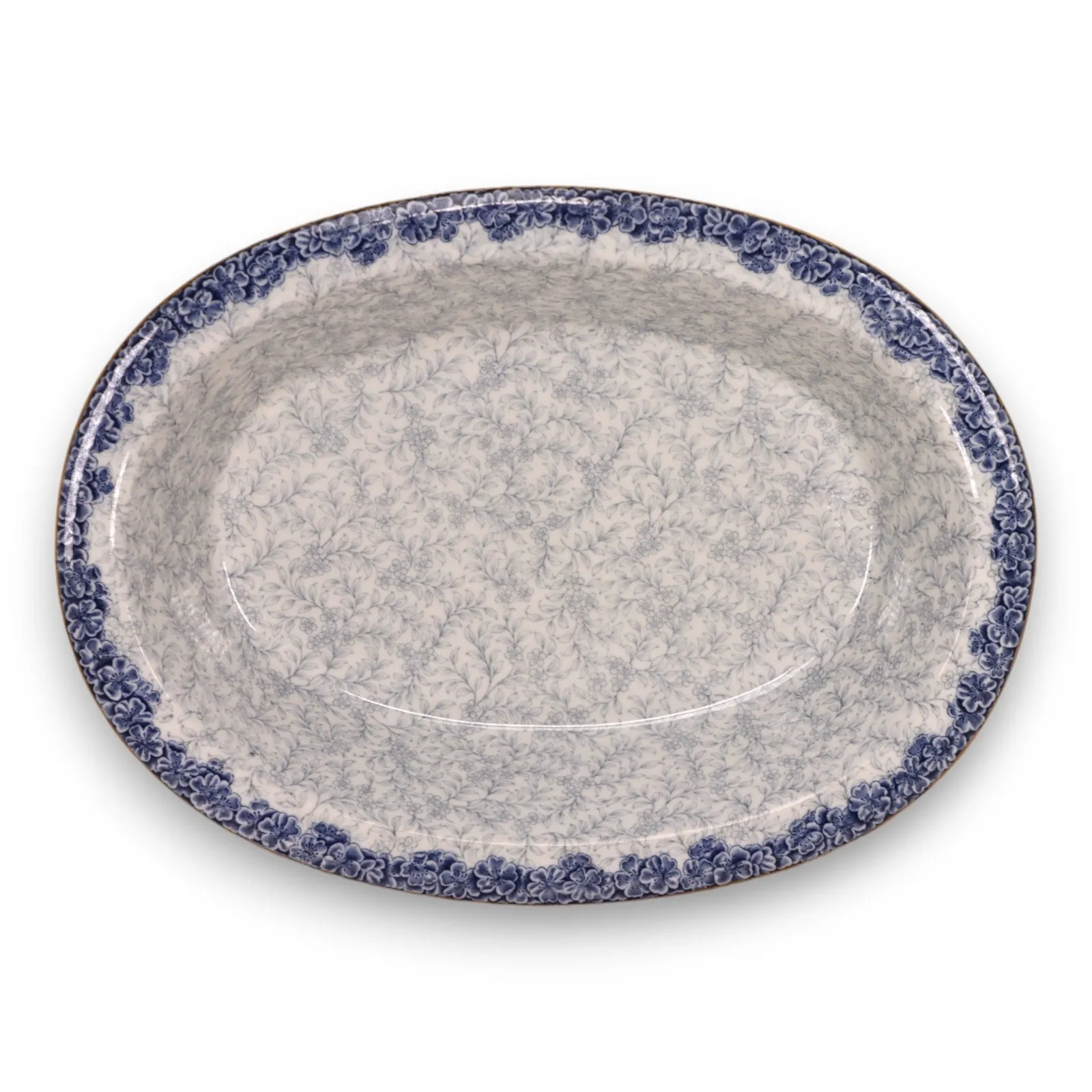 Royal Worcester W2297 68547 11" Oval Vegetable Serving Dish Blue Floral