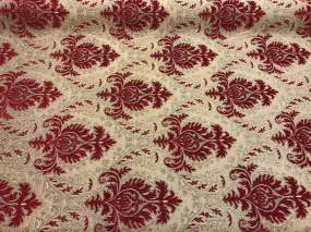 Sabrina Ruby Damask Fabric Chenille upholstery Fabric by the yard sofa chair