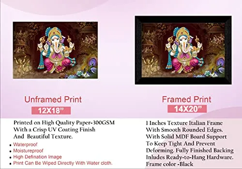 SAF Pack of 1 Ganesha religious modern art wall painting with framed for living room 11 inch x 14 inch CANFM31414