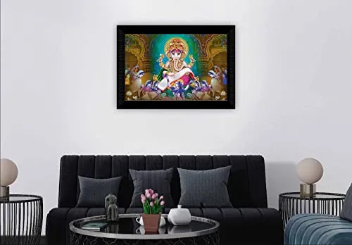 SAF Pack of 1 Ganesha religious modern art wall painting with framed for living room 11 inch x 14 inch CANFM31417
