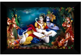 SAF Pack of 1 Radha krishna religious modern art wall painting with framed for living room 11 inch x 14 inch CANFM31272