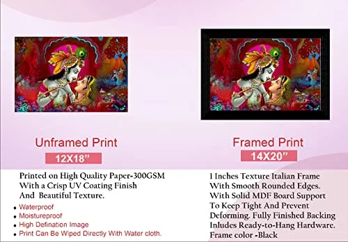 SAF paintings Pack of 1 Radha krishna religious modern art wall painting with framed for living room 11 inch x 14 inch CANFM31259