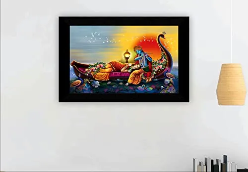SAF paintings Pack of 1 Radha krishna religious modern art wall painting with framed for living room 11 inch x 14 inch CANFM31267